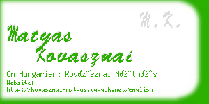 matyas kovasznai business card